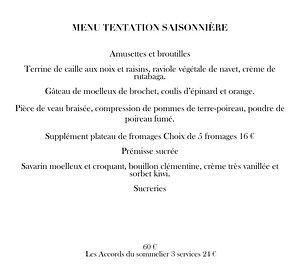 Tentation menu